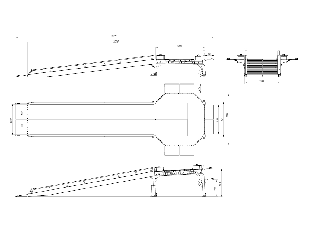 Рампа мобильная с трехсторонней загрузкой.
